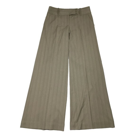 BCBGMAXAZRIA Taupe Beige Pinstriped TABATHA Flare Leg Dress Pant - Picture 1 of 11